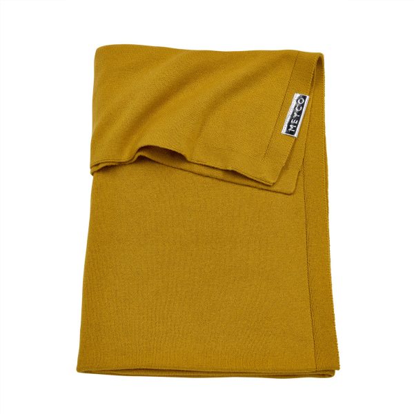 Meyco deken knit basic okergeel voorkant